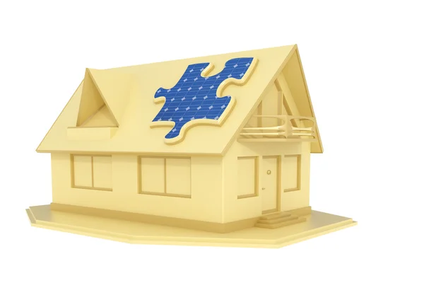 Pussel solar panel på huset — Stockfoto