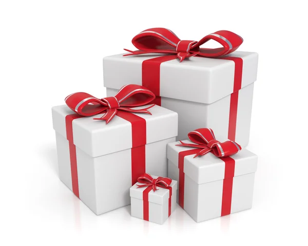 Beyaz hediye kutuları — Stok fotoğraf