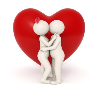 3d lovers kissing clipart