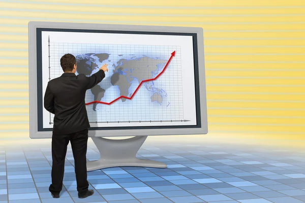 Business man - financial growth - monitor — Stockfoto