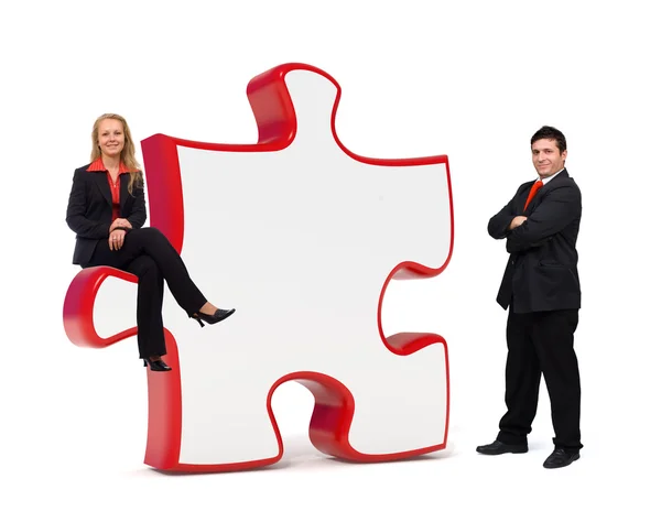Üzleti megoldások puzzle board - Copyspace — Stock Fotó