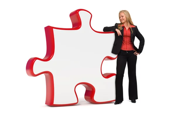 空のパズル ボードを持つ女性実業家 — ストック写真