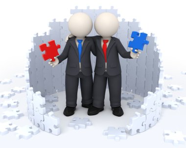 3d business partners - Puzzle solutions clipart