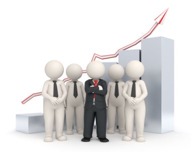 3d business team - Financial graph clipart