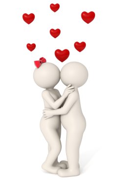 3d couple loving each other clipart