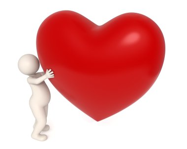 3d man giving big heart clipart