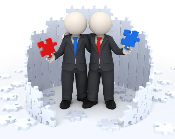 Partenaires commerciaux 3d - Solutions de puzzle — Photo