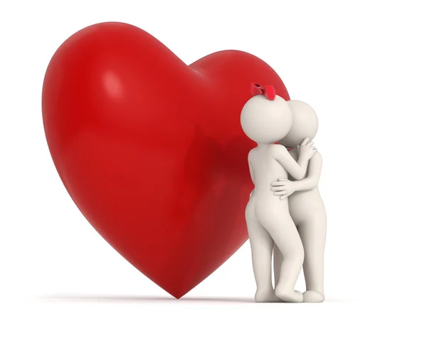 3D par - hjärta - kyssar — Stockfoto