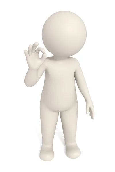 3D człowiek wyświetlone ok znak — Zdjęcie stockowe