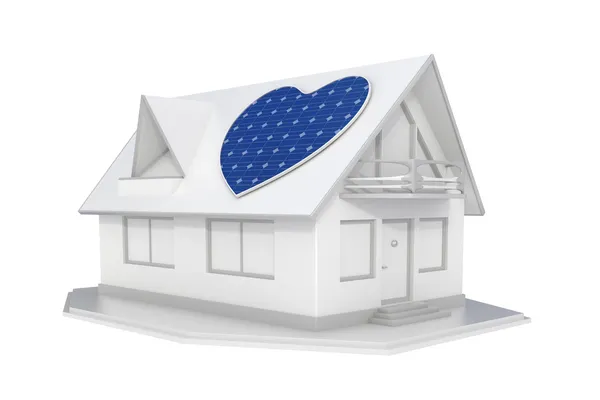 Srdce solární panel na střeše — Stock fotografie