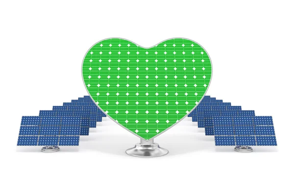 Napelemek zöld szív 2 — Stock Fotó