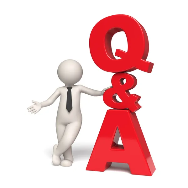 Q & A Icon - Вопросы и ответы - 3d man — стоковое фото