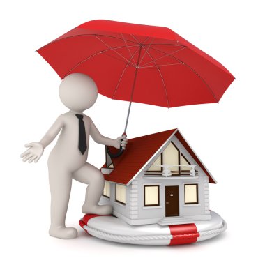 House insurance - 3d business man clipart