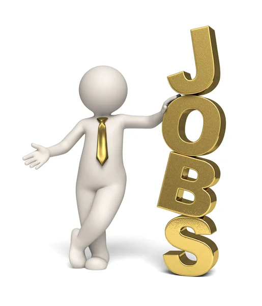Icono de puestos de trabajo - oro - 3d hombre de negocios — Foto de Stock