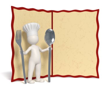 Chef and menu with copyspace clipart