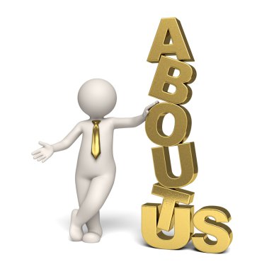 About us - Gold - 3d business man clipart