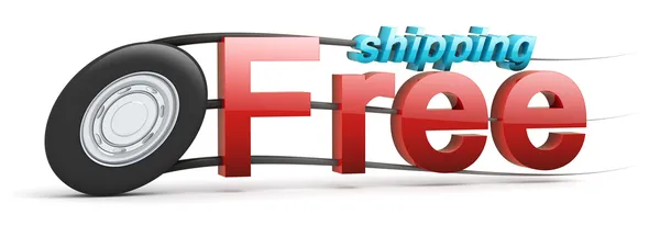 Free shipping icon with text - Speeding wheel — Stock Photo, Image