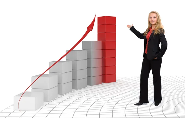 Mulher de negócios - Crescimento e sucesso 3d Gráfico — Fotografia de Stock