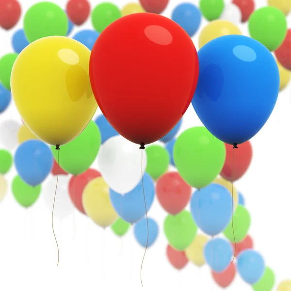 Bunte 3D-Luftballons - drei im Fokus — Stockfoto