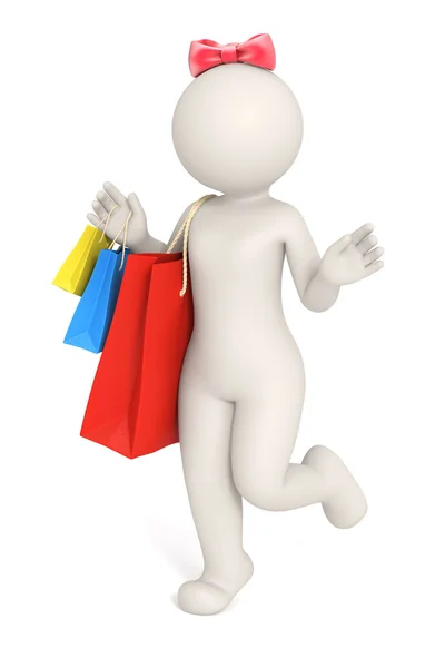 3d mulher ou menina com saco de compras — Fotografia de Stock