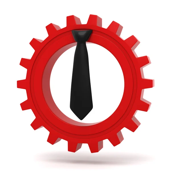 Gravata preta - ícone de conceito de negócio de engrenagem vermelha — Fotografia de Stock