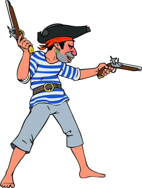 Piraat met twee pistolen — Stockvector