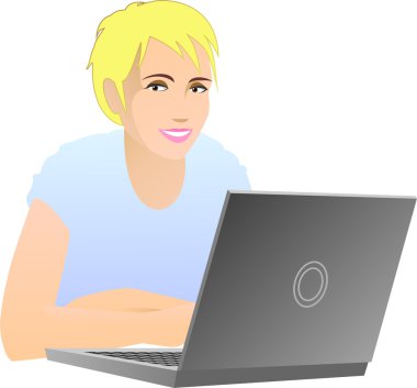 Girl with laptop clipart