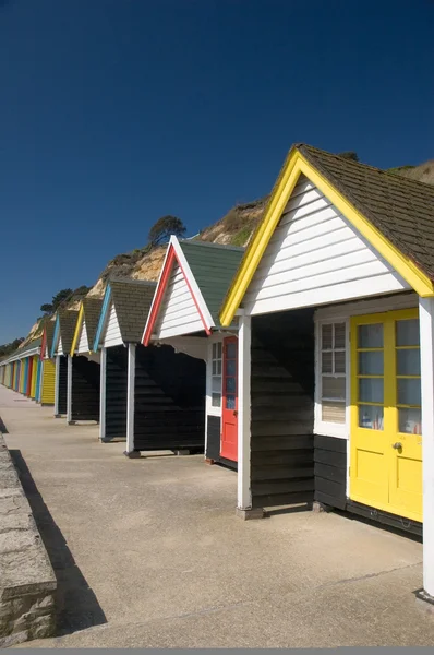 Bournemouth strand hutten — Stockfoto