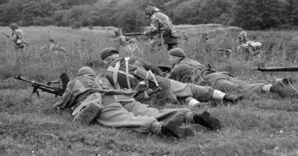 Tropas britânicas em batalha — Fotografia de Stock