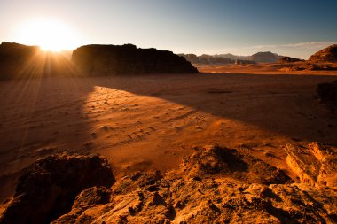 Sunrise in Wadi Rum clipart