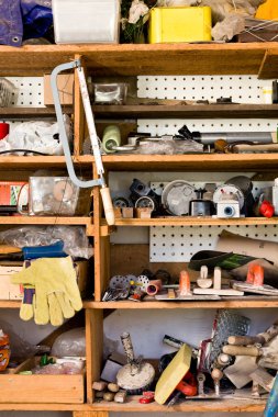 Shelves with various tools, do it yourself clipart