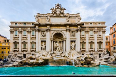 The Trevi Fountain in Rome, Italy with pigeon clipart