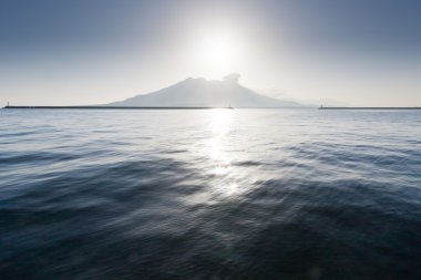 Landscape Sakurajima view from Kagoshima, Kyushu clipart