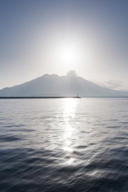 Portrait Sakurajima view from Kagoshima, Kyushu clipart