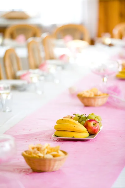 Fresh fruit on wedding or reception table, copy — Stock Photo, Image