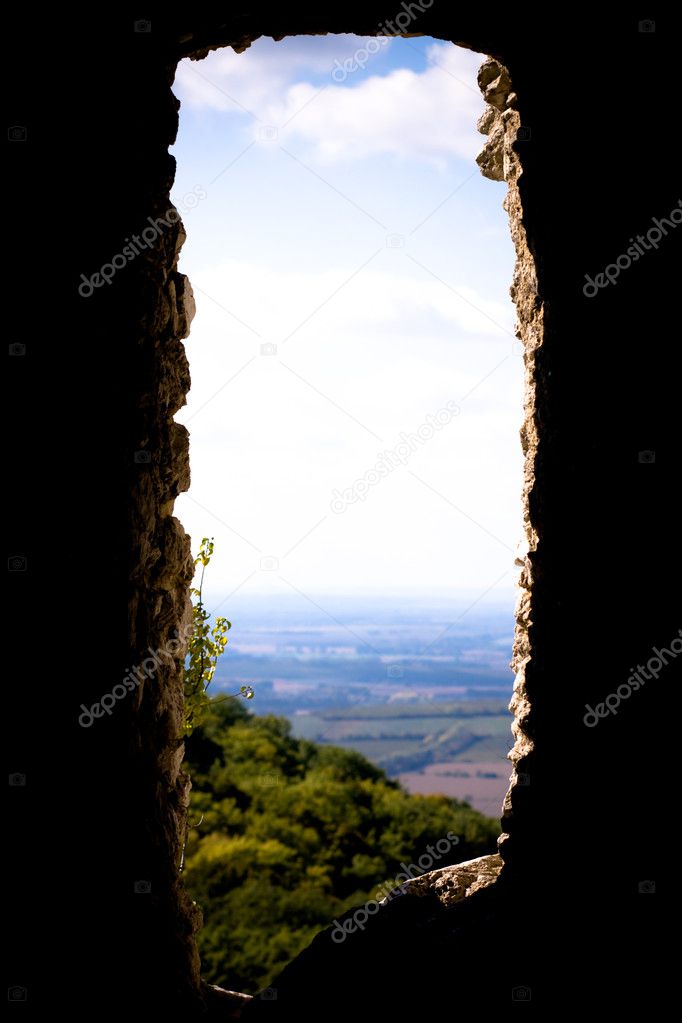 Scenery Seen Through a Ruin Window