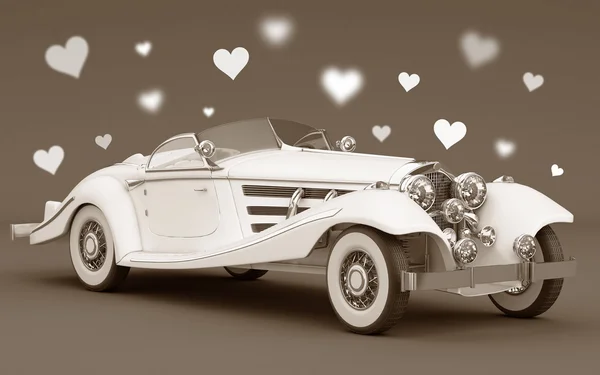 stock image White love car