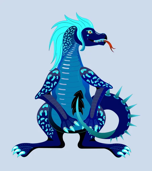 Svart, blue dragon. — Stock vektor