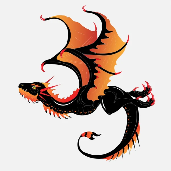 Dragon zwart-oranje — Stockvector