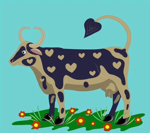 Kráva na trávníku. — Stockový vektor