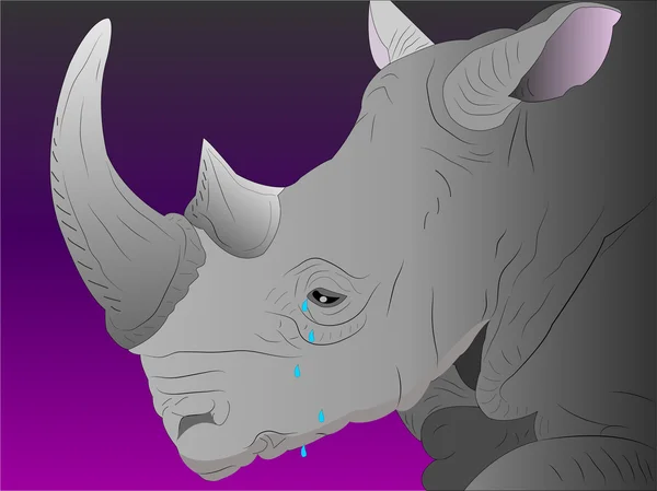 Rinoceronte piangente . — Vettoriale Stock