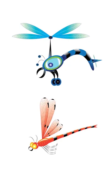 Libellule et hélicoptère . — Image vectorielle
