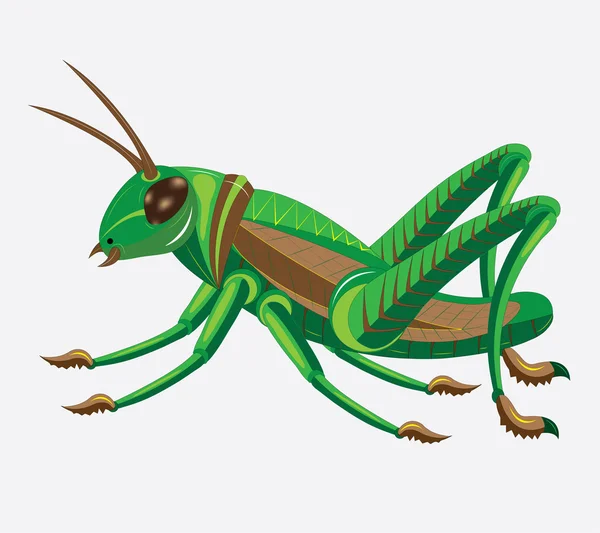 Grön-brun gräshoppa. Royaltyfria illustrationer