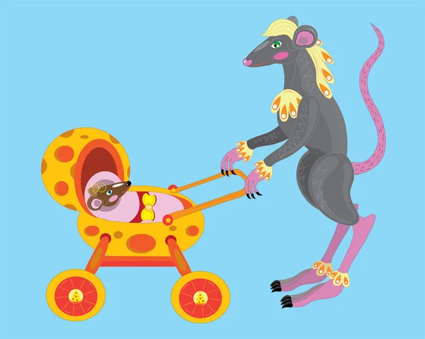 Mère rat et bâtard rat . — Image vectorielle