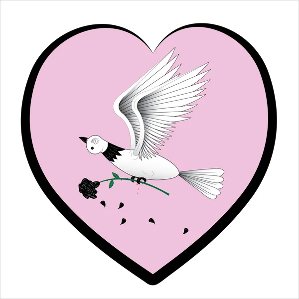 Pigeon et une rose . — Image vectorielle