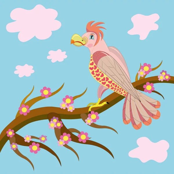 Pink enamoured parrot. — Stock Vector