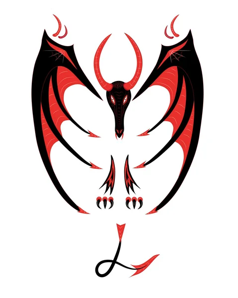 Dragon rouge noir — Image vectorielle