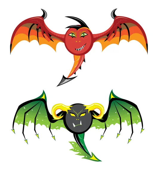 Smilies dragons red and black. — Stock Vector