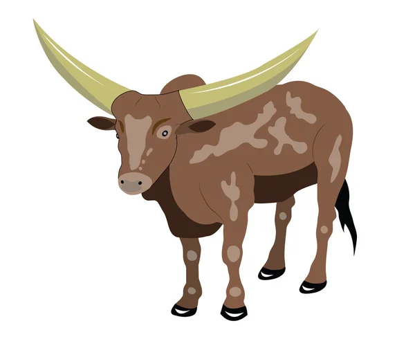 Tjur med stora horn — Stock vektor