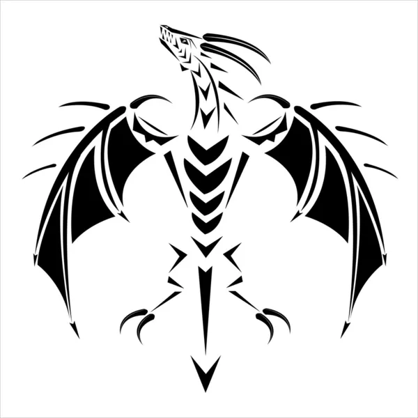 Tatuaje un dragón volador . — Vector de stock